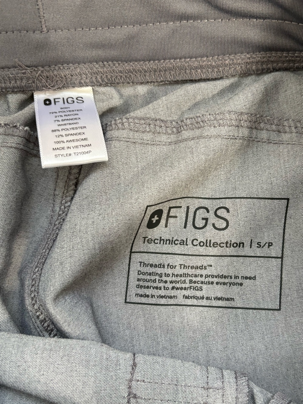 FIGS Size Small Gray Scrub Set Top Pants Neutral Nurse Doctor - Picture 9 of 10